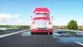 Semi trailer, Truck on the road, highway. Transports, logistics concept. 3d rendering. Royalty Free Stock Photo