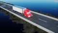 Semi trailer, Truck on the road, highway. Transports, logistics concept. 3d rendering. Royalty Free Stock Photo