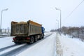 A semi-trailer truck, semitruck, tractor unit and semi-trailer to carry freight. Royalty Free Stock Photo