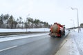 A semi-trailer truck, semitruck, tractor unit and semi-trailer to carry freight. Royalty Free Stock Photo