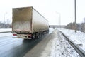 A semi-trailer truck, semitruck, tractor unit and semi-trailer to carry freight. Royalty Free Stock Photo