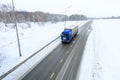 A semi-trailer truck, semitruck, tractor unit and semi-trailer to carry freight. Royalty Free Stock Photo