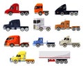 Semi trailer truck vector vehicle transport delivery cargo shipping illustration transporting set of trucking freight Royalty Free Stock Photo