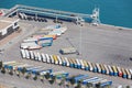 Semi-Trailers Parked Neatly in a Large Parking lot near the Port