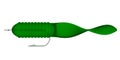 Semi-transparent green grub lure with a hook in it. Royalty Free Stock Photo