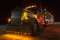 Semi truck attached to a animal carrier trailer/ Parked truck an Royalty Free Stock Photo