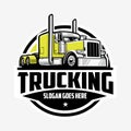 Semi truck big rig 18 wheeler circle emblem logo vector art illustration isolated
