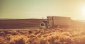 Semi Truck Crossing American West Wilderness Royalty Free Stock Photo