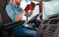 Semi Truck Driver Getting Ready to Hook a Trailer Royalty Free Stock Photo