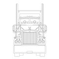 Semi truck, front view, flat style, usa truck, lining Royalty Free Stock Photo