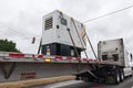 Semi truck with heavy industrial power technology cargo