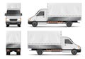 Semi truck isolated on white. Commercial cargo lorry. Delivery truck vector template from side, back, front View.