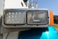 Semi truck LED headlamp detail Royalty Free Stock Photo