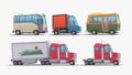 semi truck and other vehicles in set Royalty Free Stock Photo