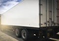 Semi truck parked. trailer cargo container. Industry freight truck transportation. Royalty Free Stock Photo