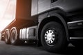 Semi truck on parking, Road freight industry transport and logistics. Royalty Free Stock Photo