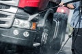 Semi Truck Pressure Washing Royalty Free Stock Photo