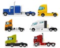 Semi truck set. Isolated traction unit rig