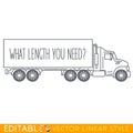 Semi Truck Side View. Editable vector icon in linear style