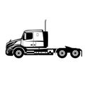 Semi truck, side view ,lining draw, vector illustration Royalty Free Stock Photo
