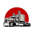 Semi truck trailer vector isolated image. 18 wheeler vector isolated