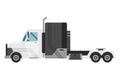 Semi truck. Trucks or delivery trailers or cargo trukc clolorful on white background. Delivery and shipping machine for
