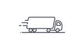 Semi Truck vector icon. Delivery service logo isolated on white. Moving car line outline thin sign flat design Royalty Free Stock Photo