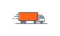 Semi Truck vector icon. Delivery service logo isolated on white. Semitruck shipping. Moving car sign