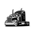 Monochrome semi truck vector image isolated, black anda white trucker image vector Royalty Free Stock Photo