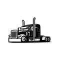 Monochrome semi truck vector image isolated, black anda white trucker image vector Royalty Free Stock Photo