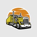 Semi truck 18 wheeler freight vector art illustration isolated Royalty Free Stock Photo
