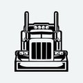 Semi truck 18 wheeler sleeper truck silhouette front view vector isolated Royalty Free Stock Photo