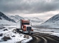 Semi-truck on winter road
