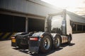 Semi Trucks on The Parking Lot at Warehouse. Tractor Truck. Truck Wheels Tires. Trucking. Freight Truck Logistics Transport. Royalty Free Stock Photo