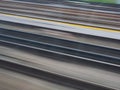 A semiabstract close-up of railway tracks with motion blur