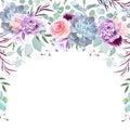 Semicircle garland frame arranged from flowers Royalty Free Stock Photo