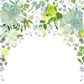 Semicircle garland herbal frame on white background Royalty Free Stock Photo