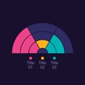 Semicircle infographic diagram design element for dark theme