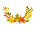 Semicircular autumn composition. Vector illustration on a white background.