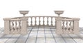 Semicircular balustrade with vases - illustration 3D rendering