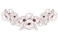 Semicircular border of poppy flowers. Vector illustration for decoration of cards, invitations