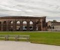 The semicircular colonnade of the exedra at Palazzo Te in Mantua