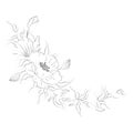 semicircular composition of flowers and leaves vector linear banner