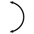 Semicircular curved thin long double ended arrow. Dual semi circle arrow. flat style