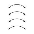 Semicircular curved thin long double ended arrow. Dual semi circle arrow.