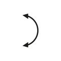 Semicircular curved thin long double ended arrow. Vector drawing.