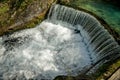 Semicircular dam that cause waterfall 01 Royalty Free Stock Photo