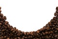 Semicircular frame made of many coffee beans