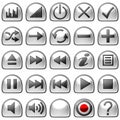 Semicircular grey Control panel icons or buttons