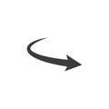 Semicircular rounded curved geometric arrow. The arrow of the flight path and the motion of the object. Vector illustration